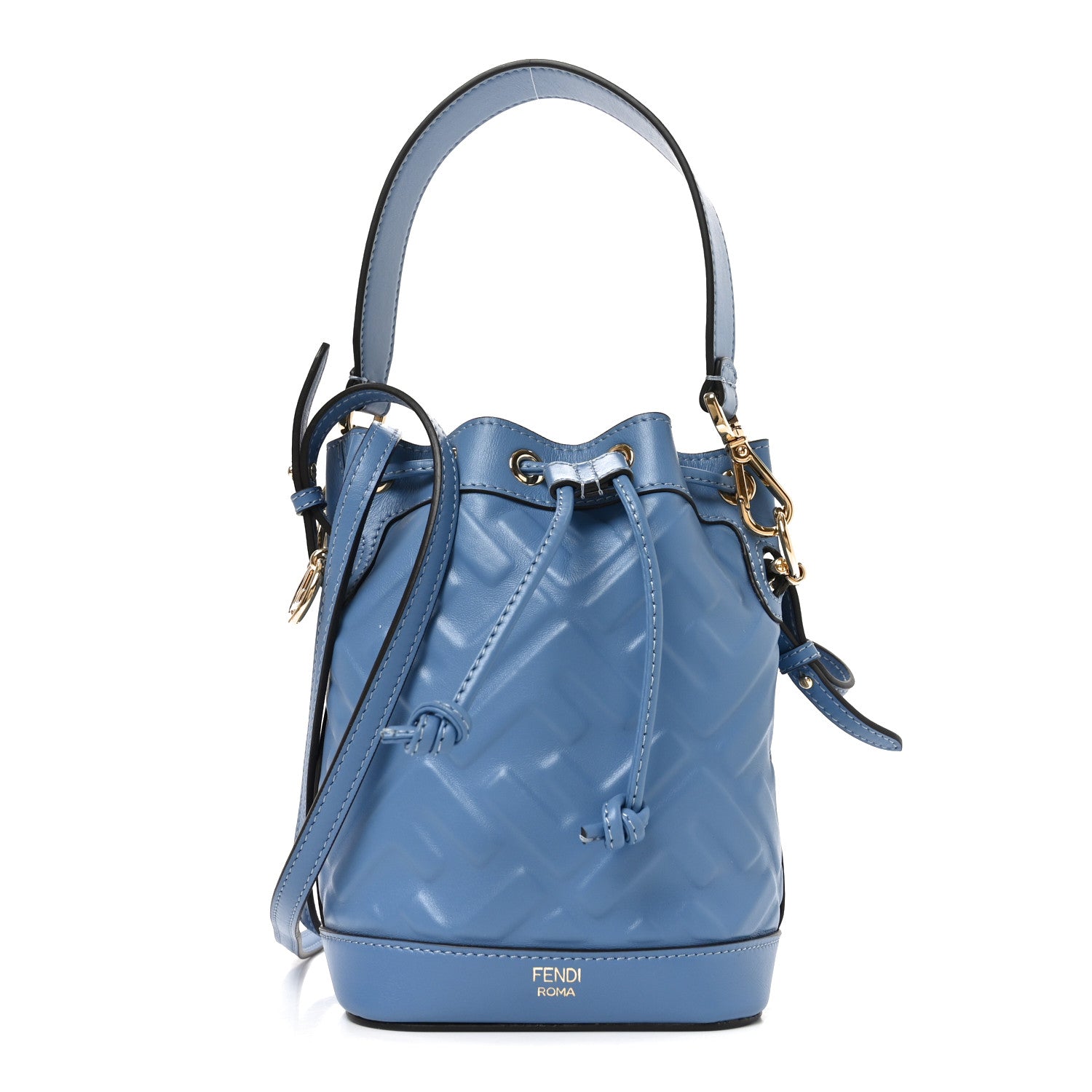 Fendi Vitello Liberty F is Fendi FF 1974 Embossed Mini Mon Tresor Bucket Bag Nebula 1 of 10