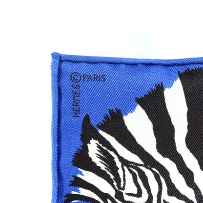 Hermes Silk Zebra Pegasus Nano Scarf 20 Bleu Vif Jaune White 2 of 3