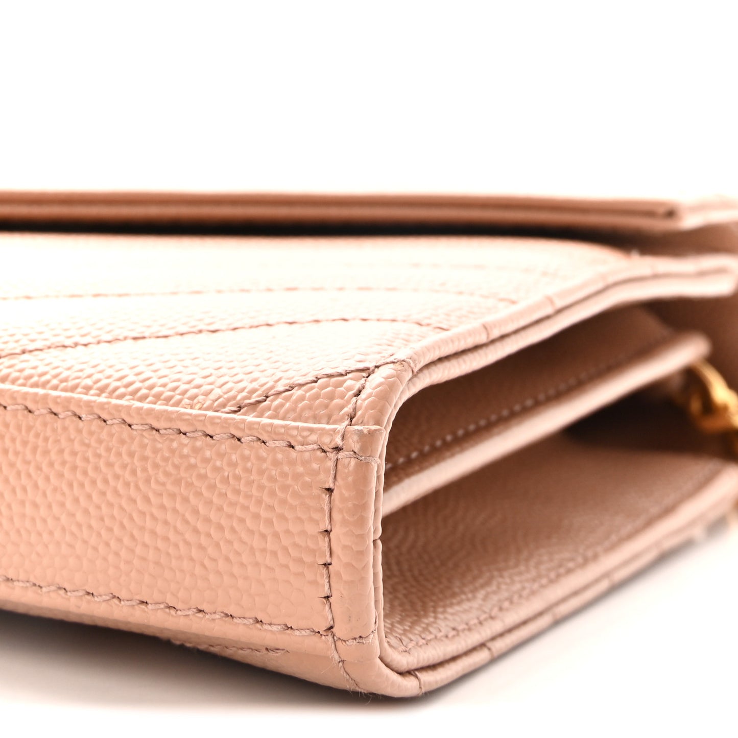 Grain De Poudre Matelasse Chevron Monogram Chain Wallet Vintage Peach