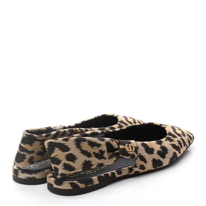 Christian Dior Nylon Leopard Print Mizza Slingback Flat 39 Beige Multicolor 5 of 10