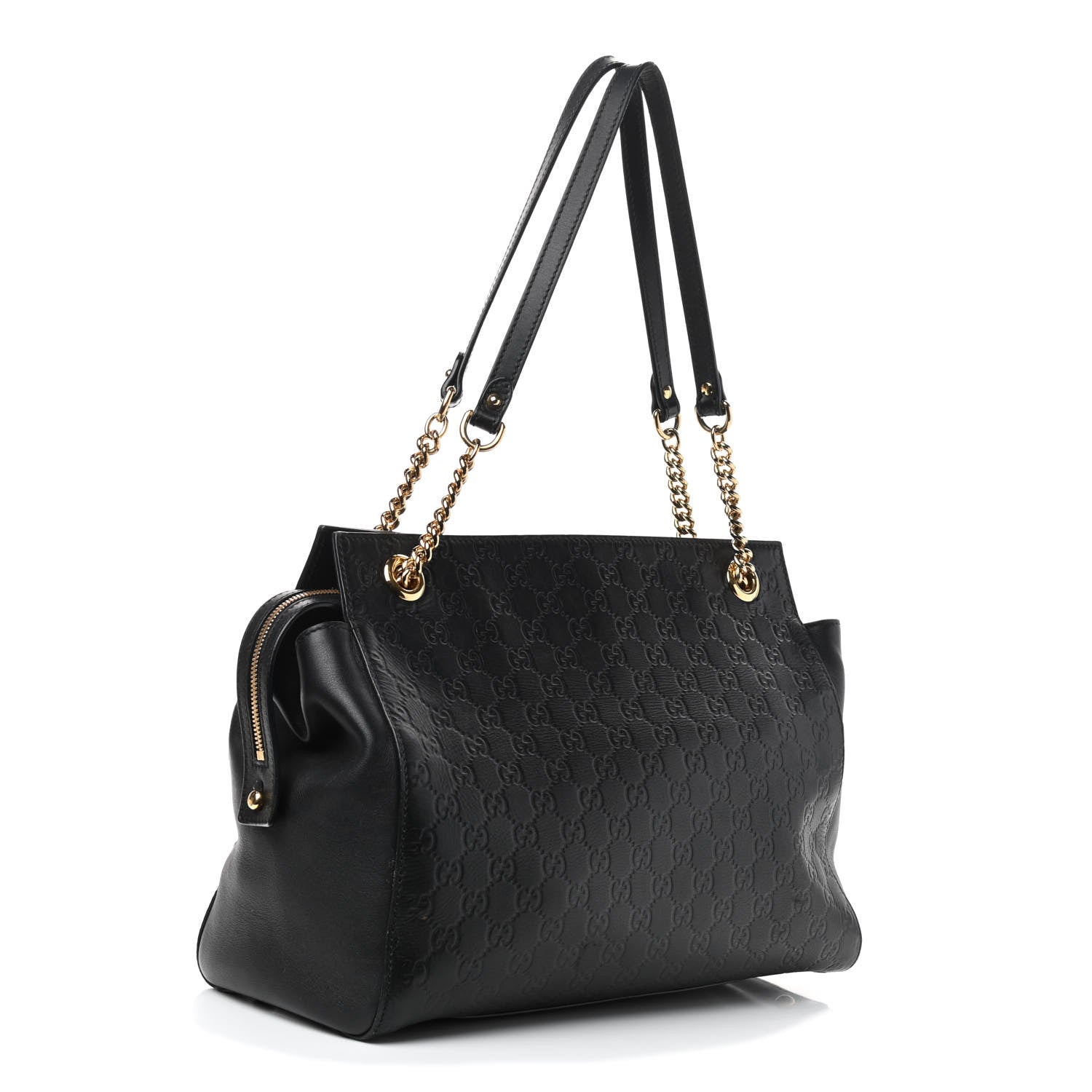 Gucci Guccissima Signature Large Shoulder Tote Bag Black 2 of 10