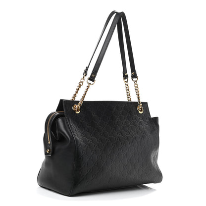 Gucci Guccissima Signature Large Shoulder Tote Bag Black 2 of 10