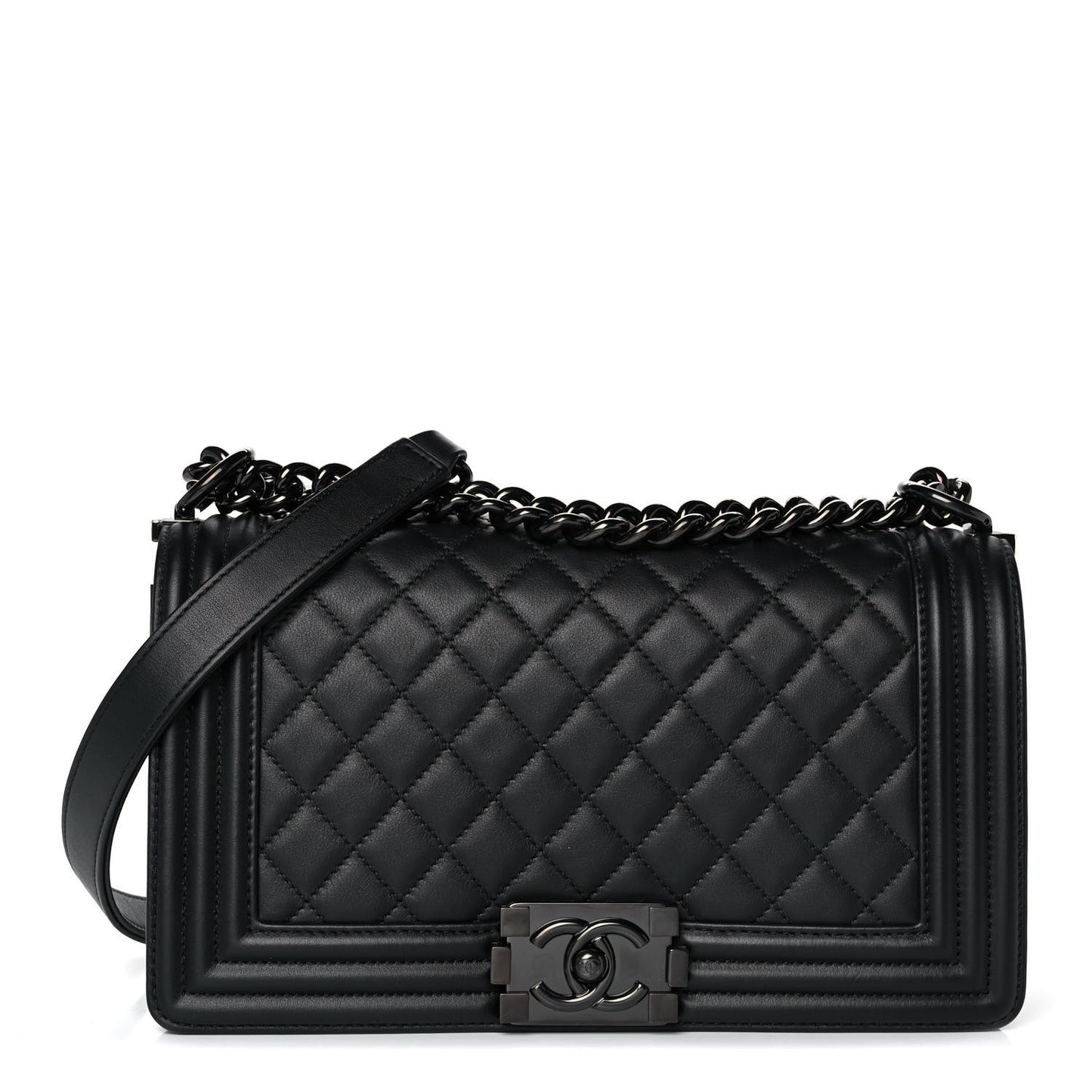 Calfskin Quilted Medium Boy Flap So Black