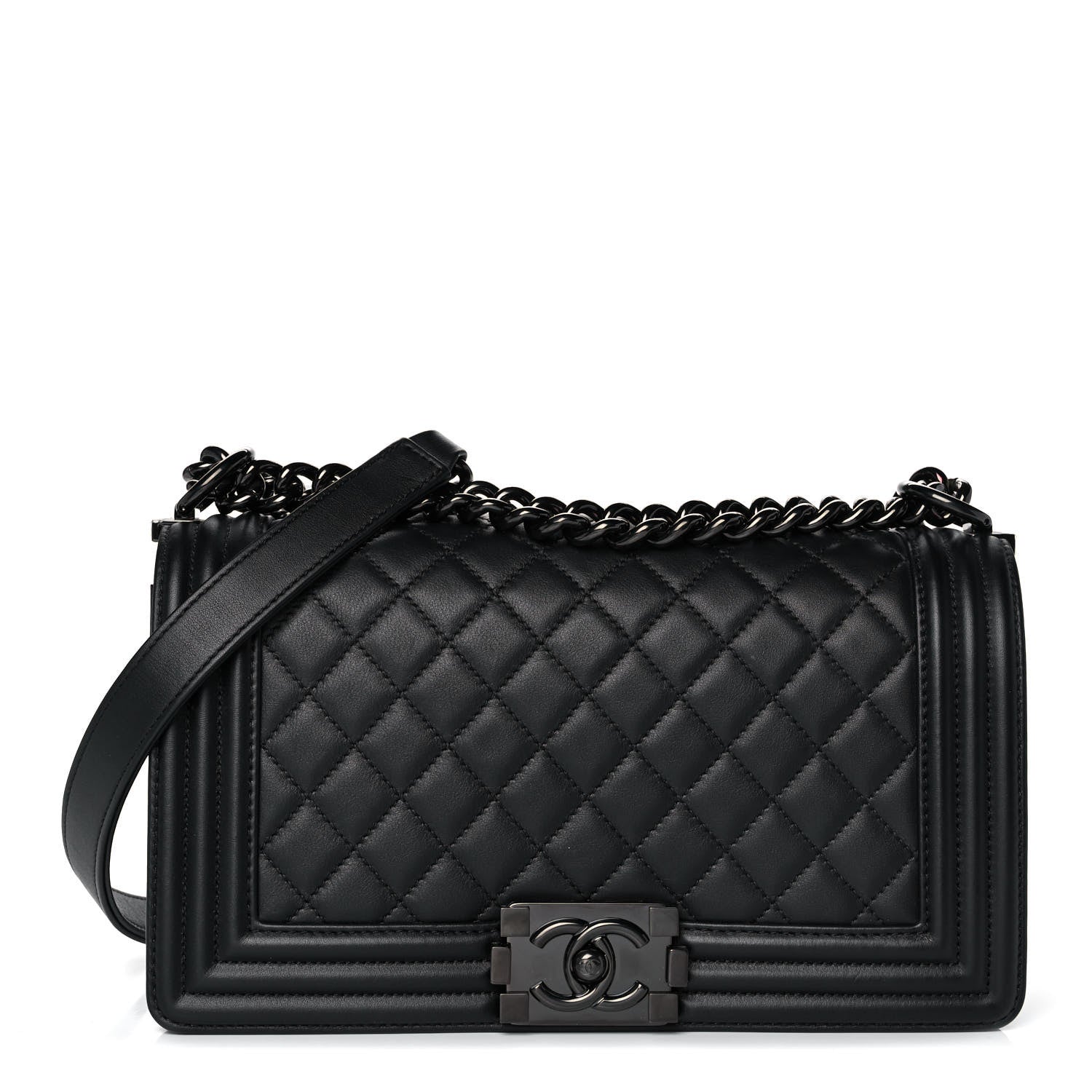 Chanel Calfskin Quilted Medium Boy Flap So Black 1 of 12