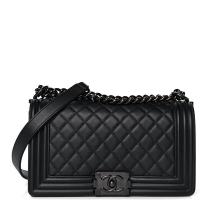 Chanel Calfskin Quilted Medium Boy Flap So Black 1 of 12