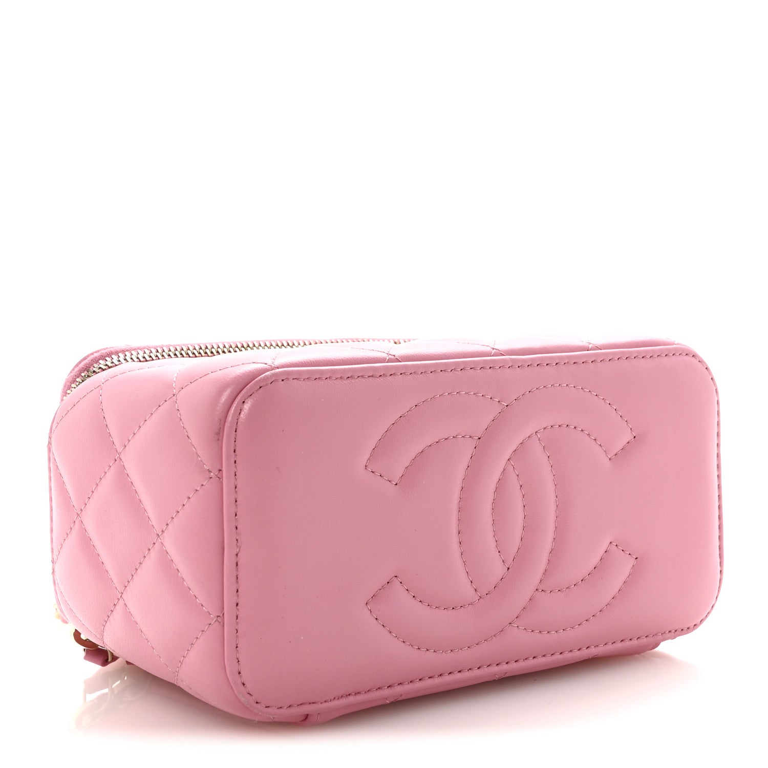 Chanel Lambskin Quilted Small Top Handle Vanity Case With Chain Pink 4 of 10
