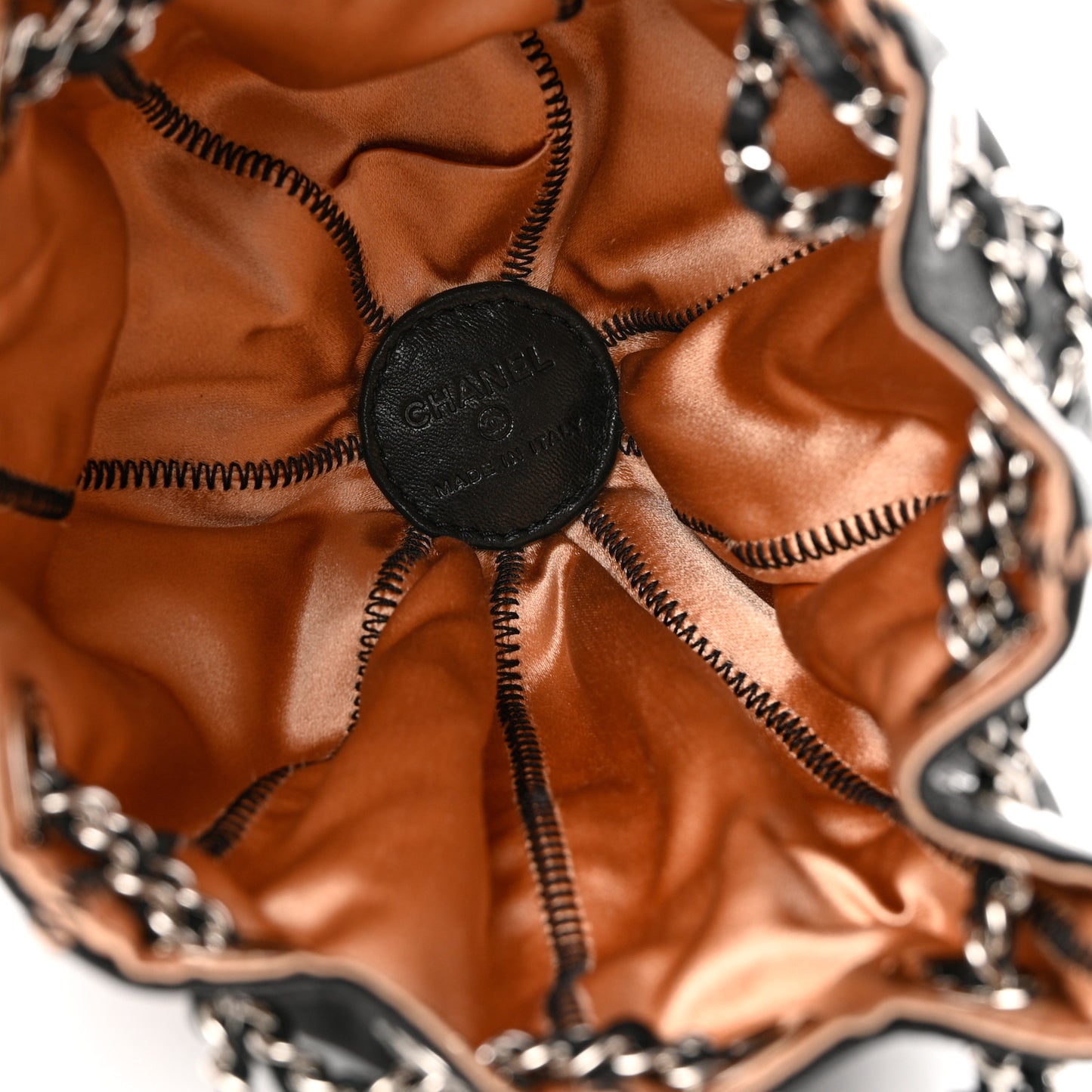 Lambskin Satin Reversible Mini Sac Cordon Black Peach