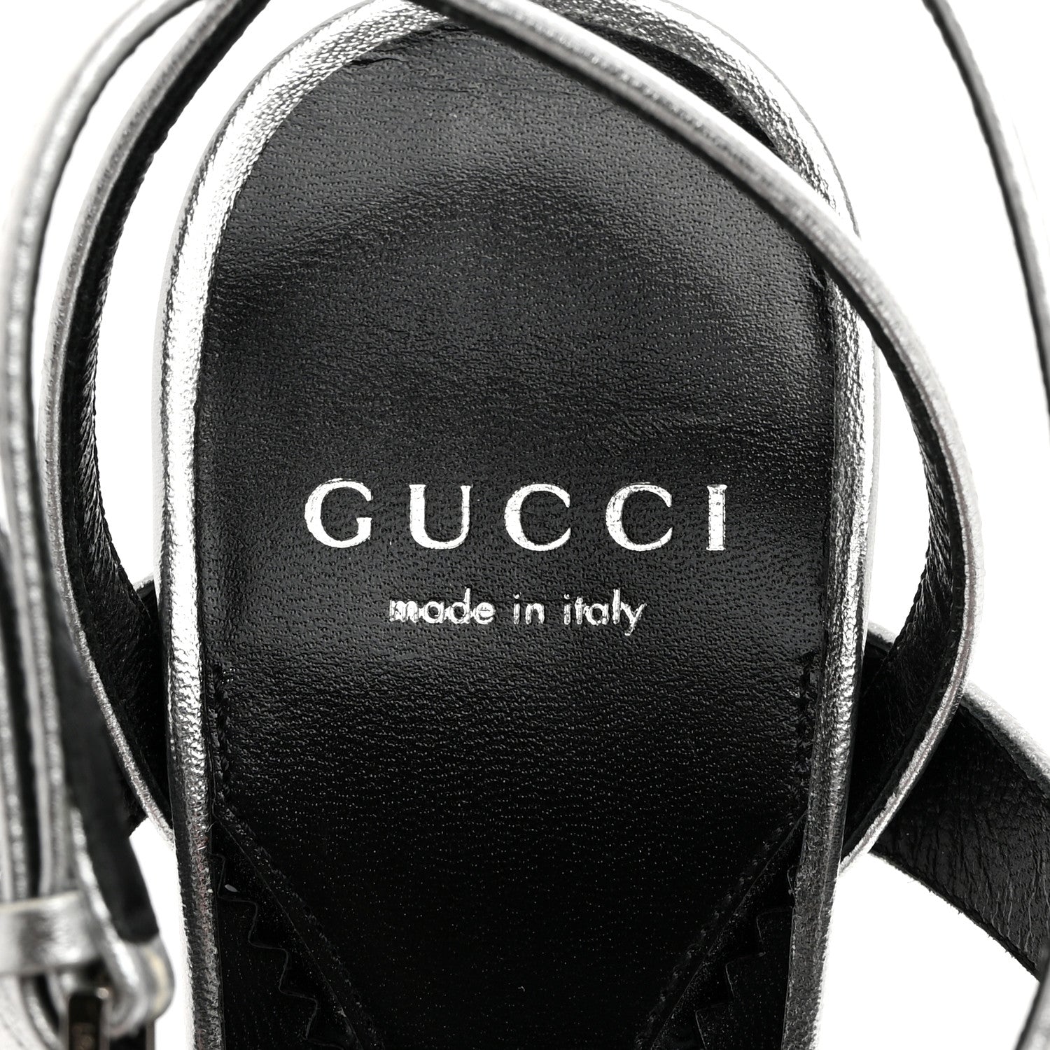 Gucci Nappa Silk High Heel Sandals 37.5 Argento 6 of 8