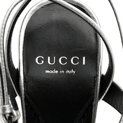 Gucci Nappa Silk High Heel Sandals 37.5 Argento 6 of 8