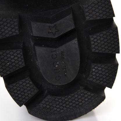 Gucci Tweed GG Monogram Lace Up Combat Ankle Boots 37.5 Black 9 of 10