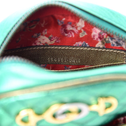 Gucci Laminated Nappa Trapuntata Mini Zumi Dome Shoulder Bag Rosso Jasmine Green Rame 9 of 10