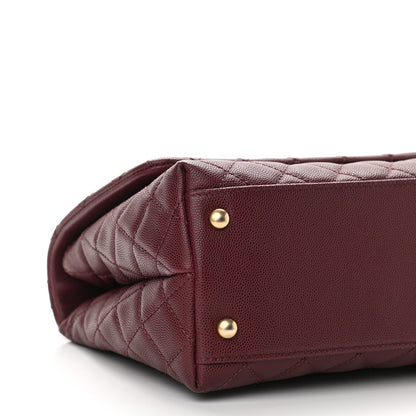 Chanel Caviar Lizard Embossed Quilted Small Coco Handle Flap Burgundy 8 of 10
