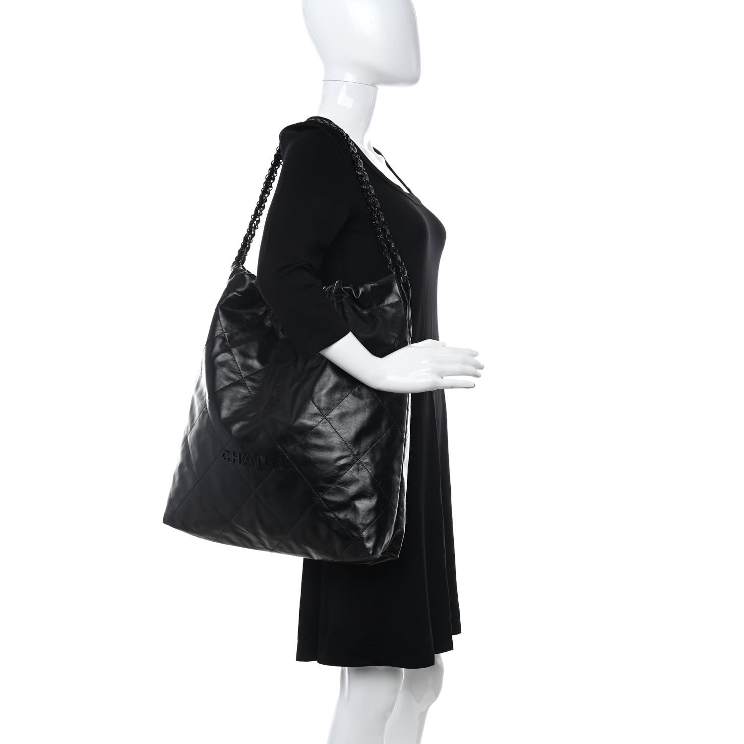 Chanel Shiny Calfskin Quilted Large Chanel 22 So Black 2 of 11