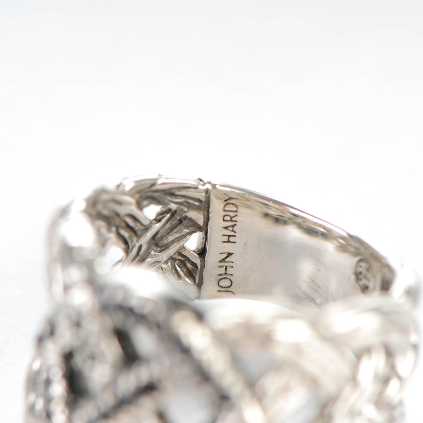 Sterling Silver Black Diamond Lava Woven Braided Ring 7