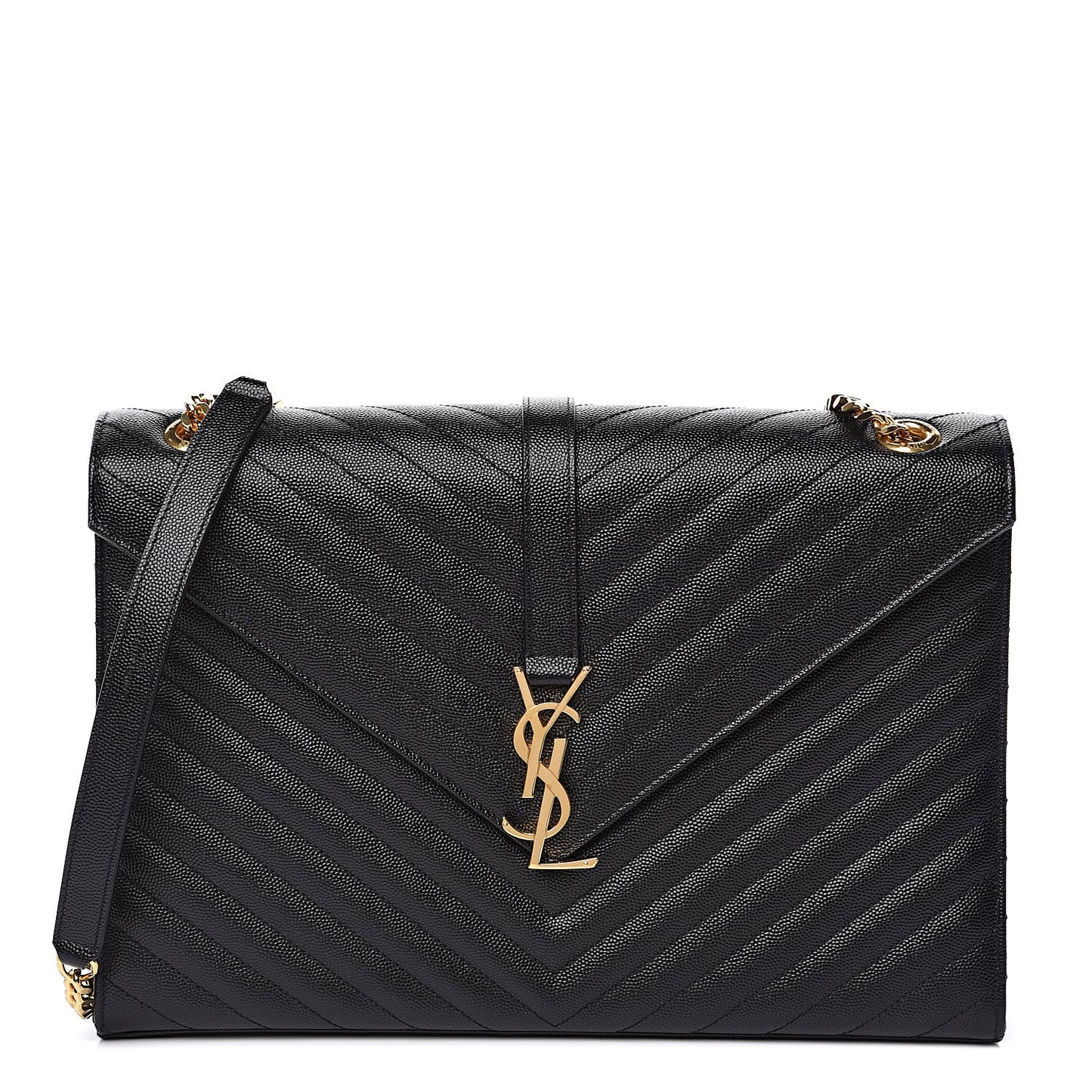 Grain De Poudre Matelasse Chevron Large Monogram Satchel Black
