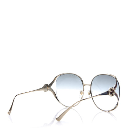 Gucci Metal Oversized Round Frame GG0225S Sunglasses Gold 4 of 7
