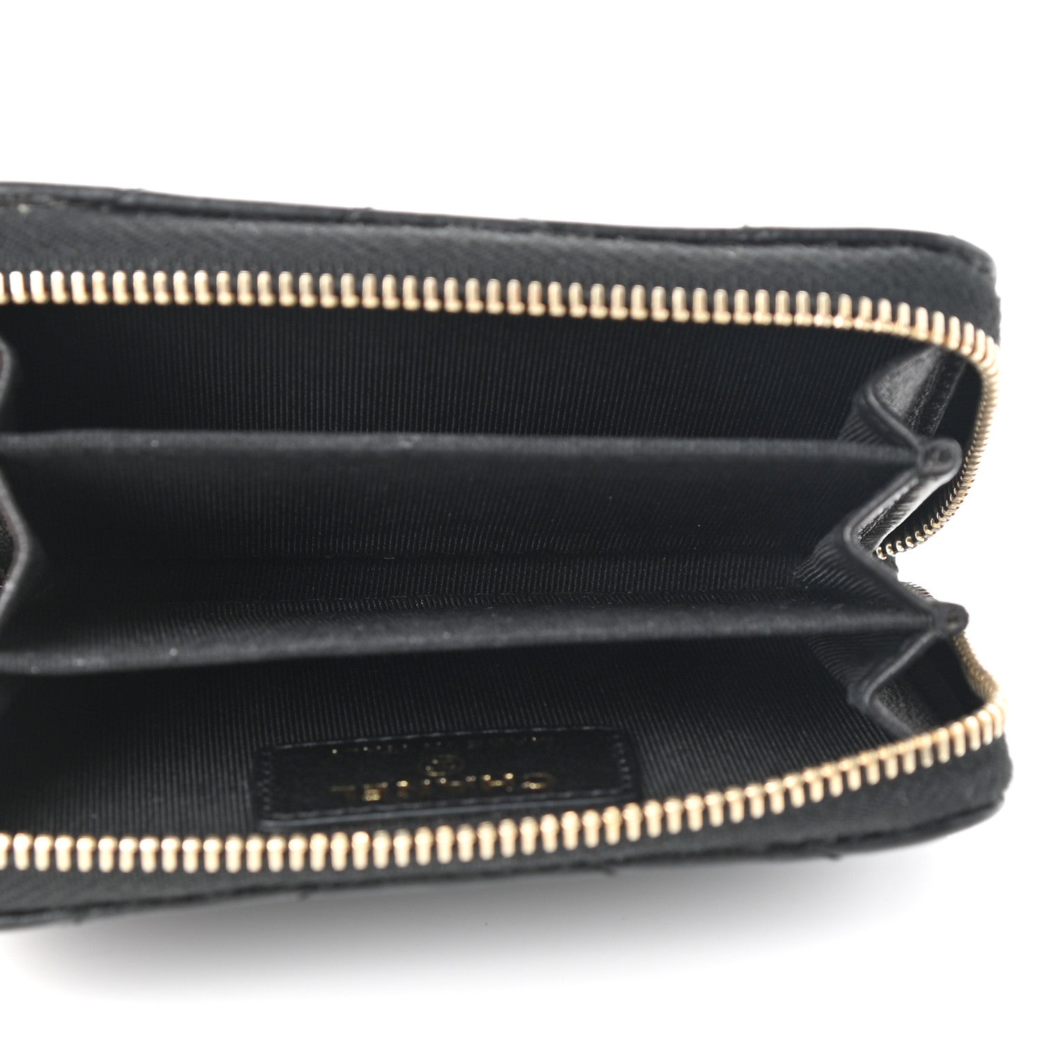 Chanel Calfskin Chevron Quilted Zip Around Coin Purse Black 5 of 8