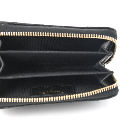 Chanel Calfskin Chevron Quilted Zip Around Coin Purse Black 5 of 8