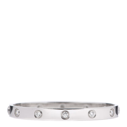 Cartier 18K White Gold 10 Diamond LOVE Bracelet 16 3 of 6