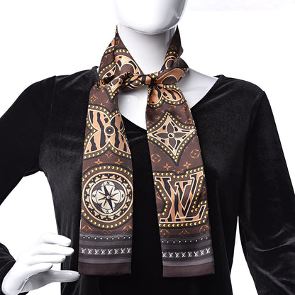 Louis Vuitton Silk Monogram LV World Bandeau Brown 2 of 4