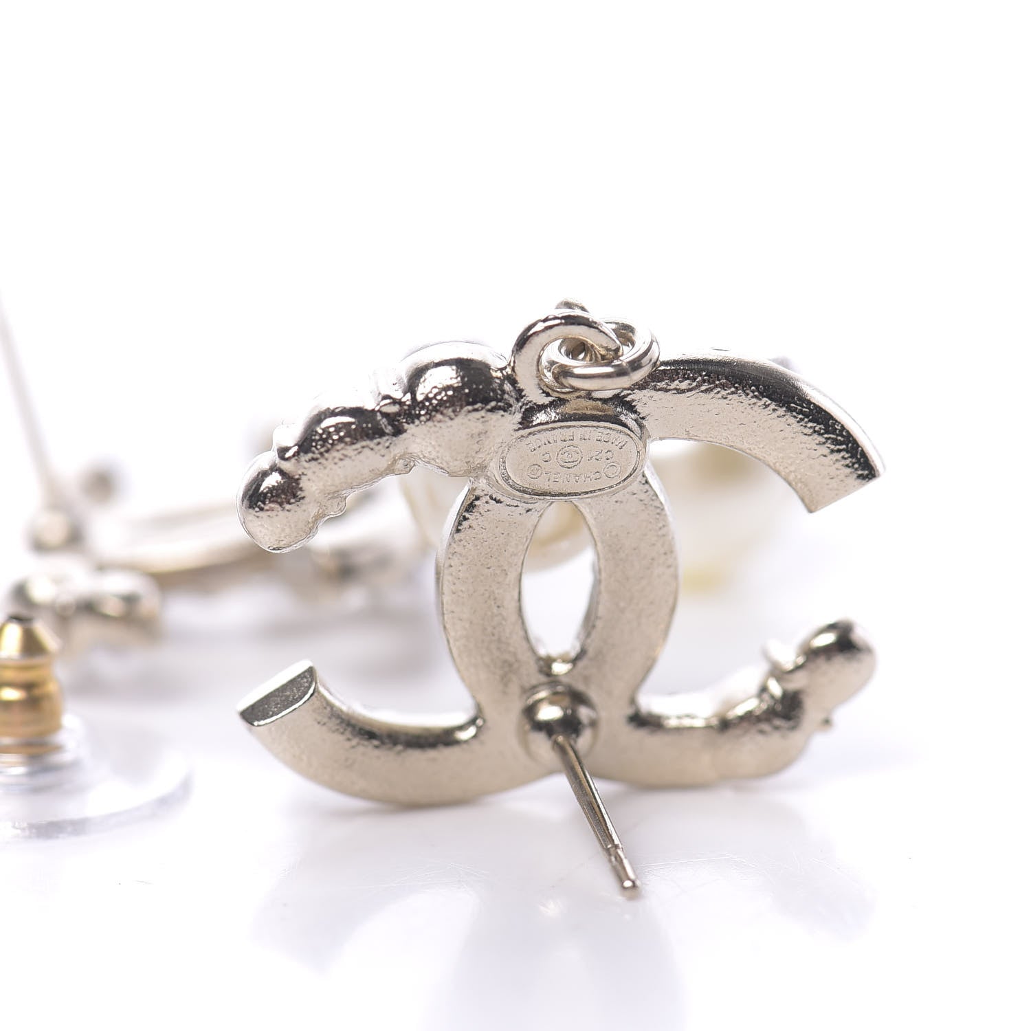 Chanel Crystal Pearl CC Drop Earrings Gold 4 of 5