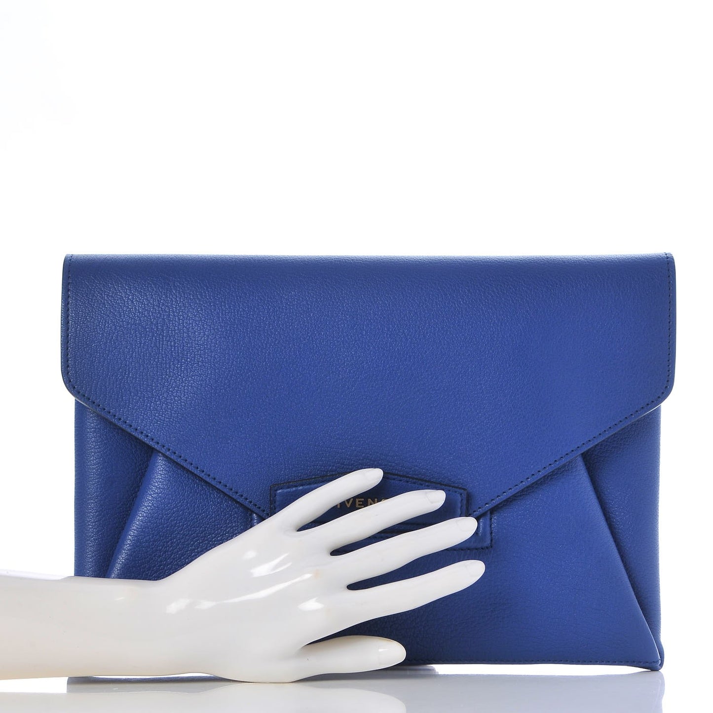 Sugar Goatskin Medium Antigona Envelope Clutch Blue