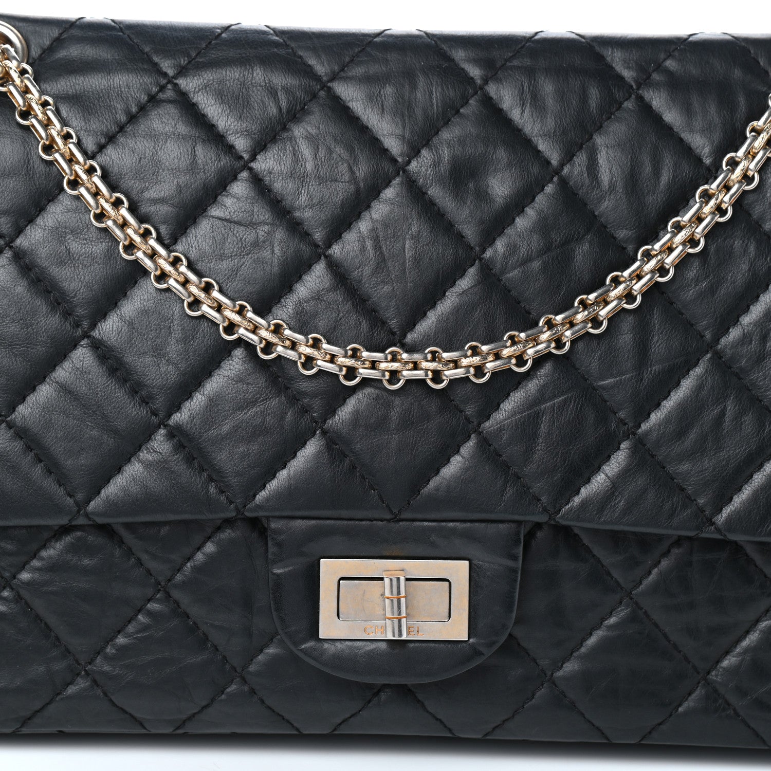 Chanel Aged Calfskin Quilted 50th Anniversary 2.55 Reissue 227 Flap Black 7 of 10