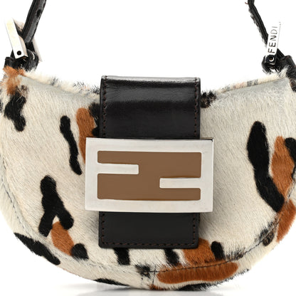 Fendi Calf Hair Leopard Print Croissant White Brown 8 of 12