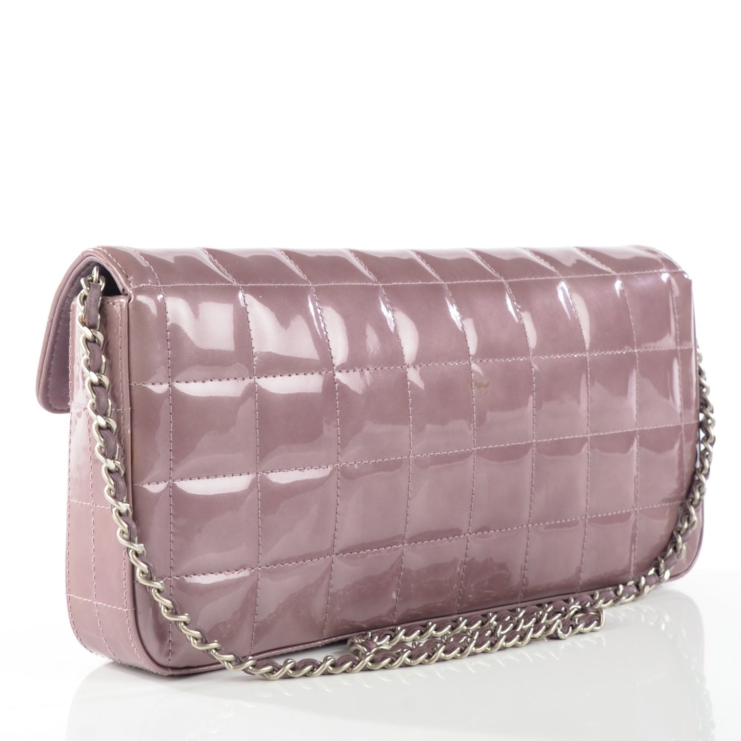 Patent Quilted East West Chocolate Bar Flap Light Purple