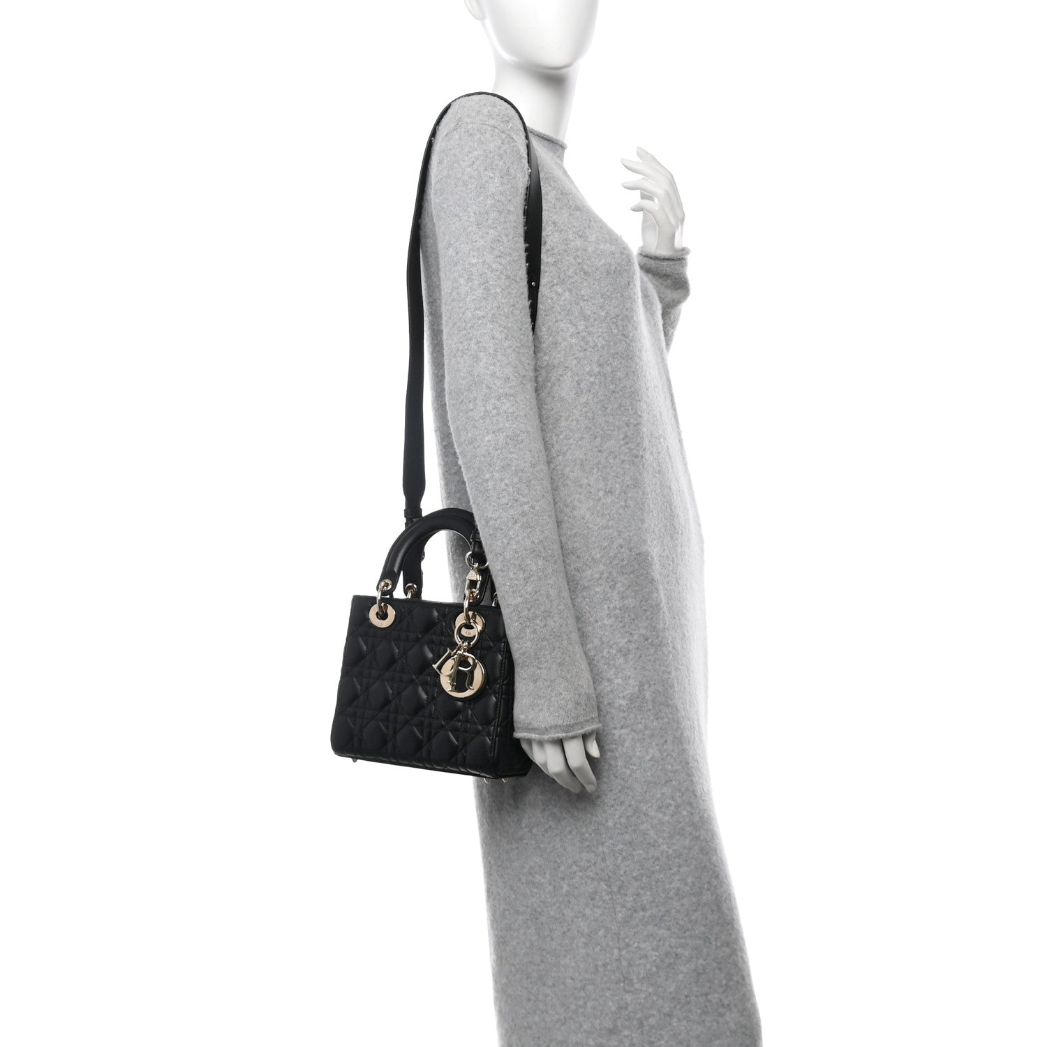 Christian Dior Lambskin Cannage Small My ABCDior Lady Dior Black 2 of 11