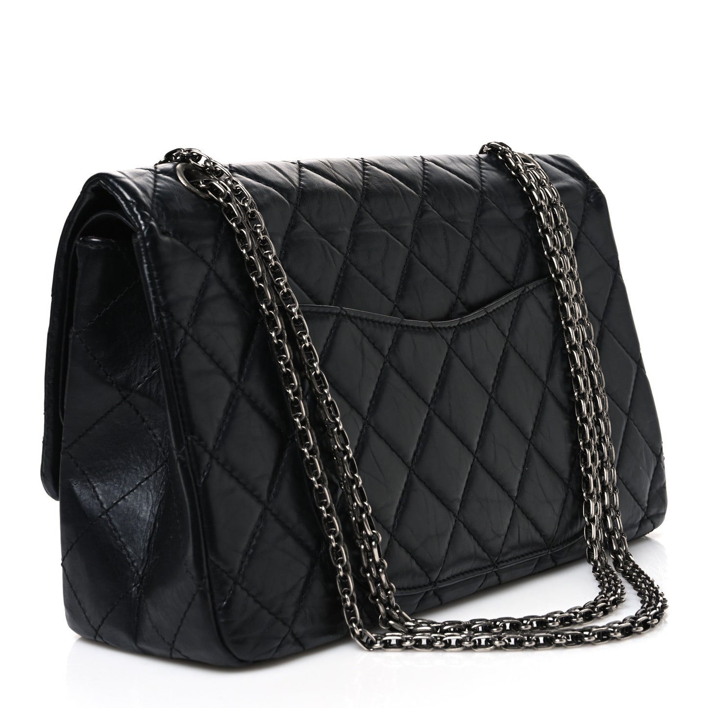 Aged Calfskin Quilted 2.55 Reissue 227 Flap Black