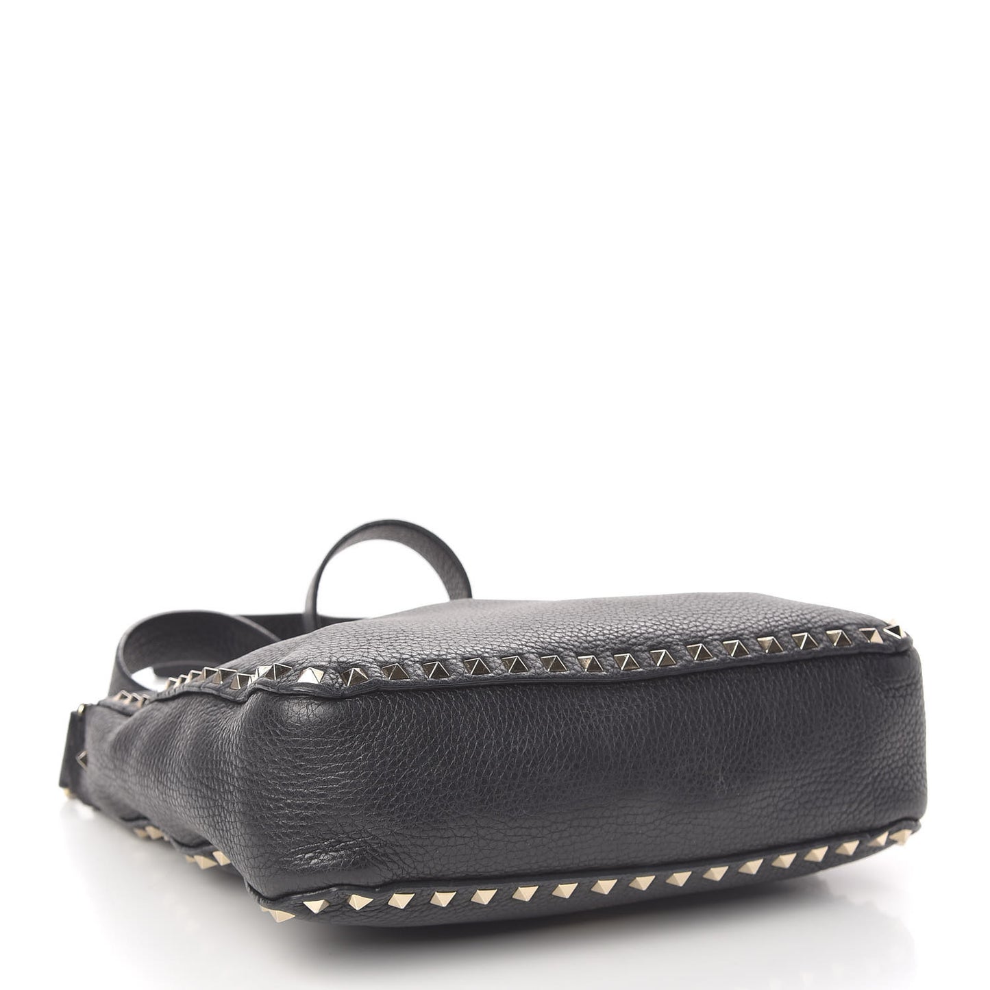 Pebbled Calfskin Small Rockstud Flip-Lock Messenger Bag Black