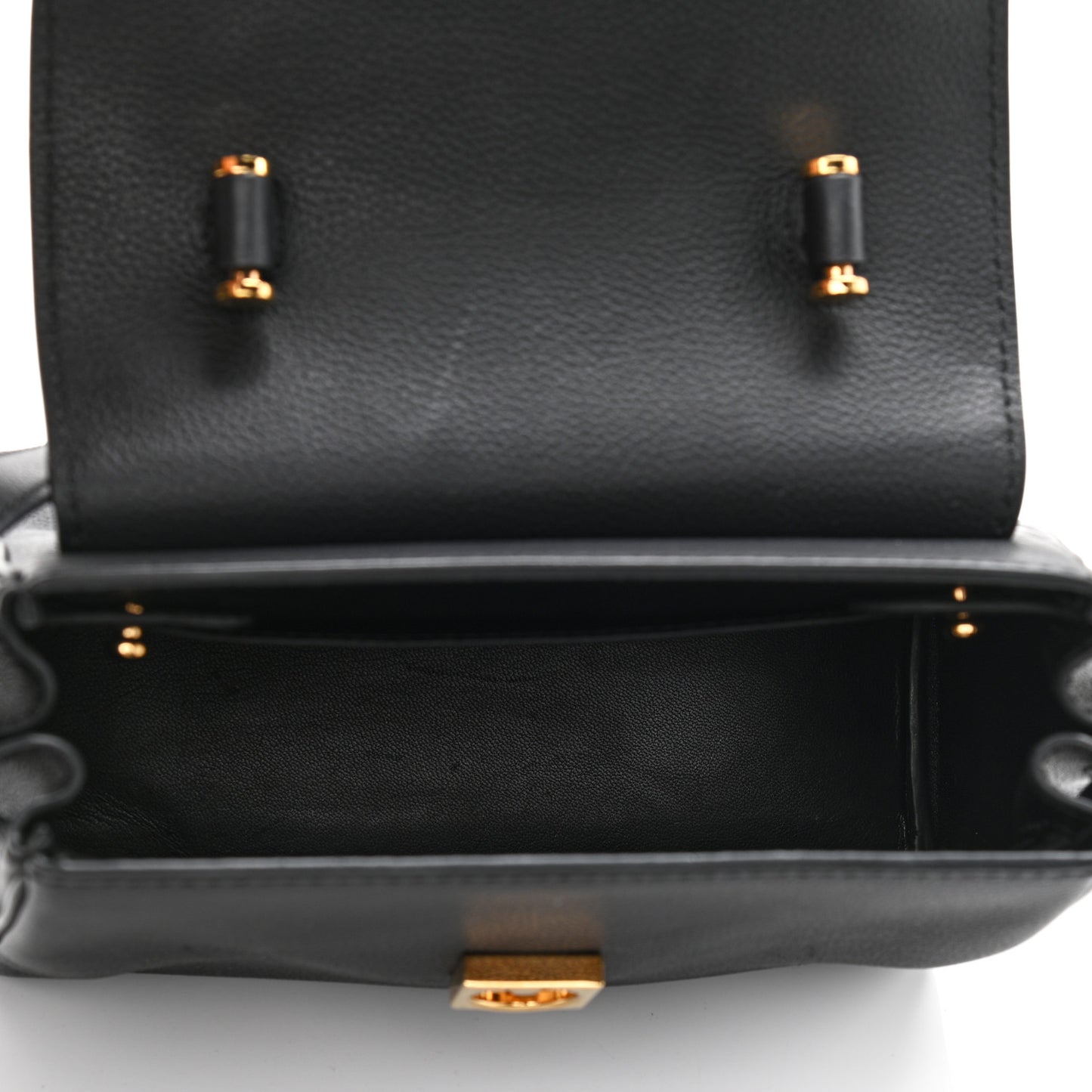 Grained Calfskin Small La Medusa Top Handle Bag Black