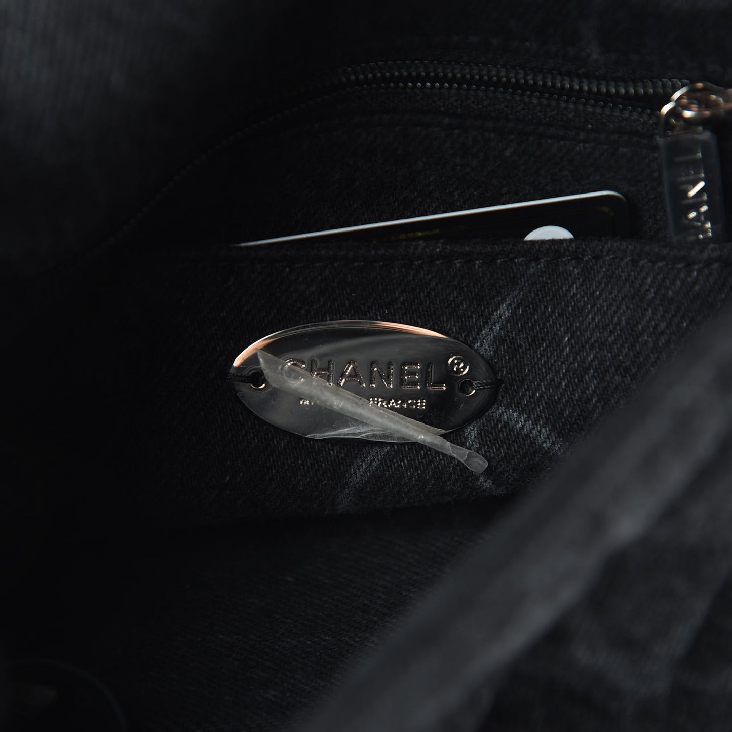 Denim CC Quilted Mini Square Flap Black