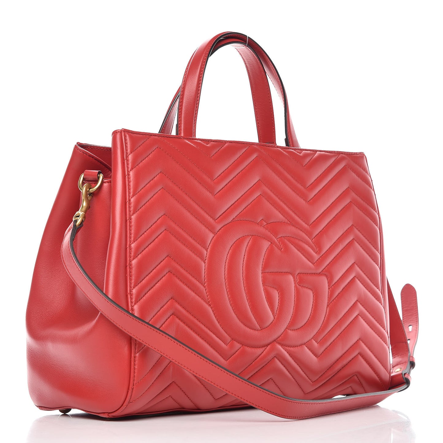 Calfskin Matelasse Medium GG Marmont Tote Hibiscus Red