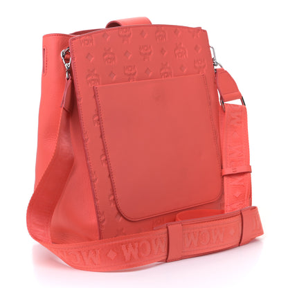 MCM Calfskin Ottomar Monogram Essential Bucket Bag Hot Coral 2 of 4