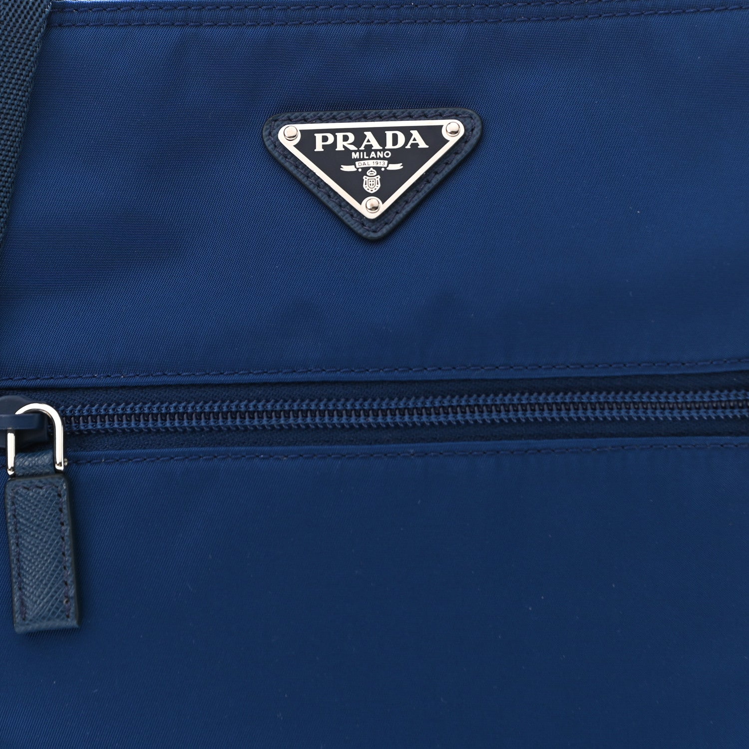 Prada Tessuto Nylon Saffiano Flat Messenger Bag Bluette 8 of 10