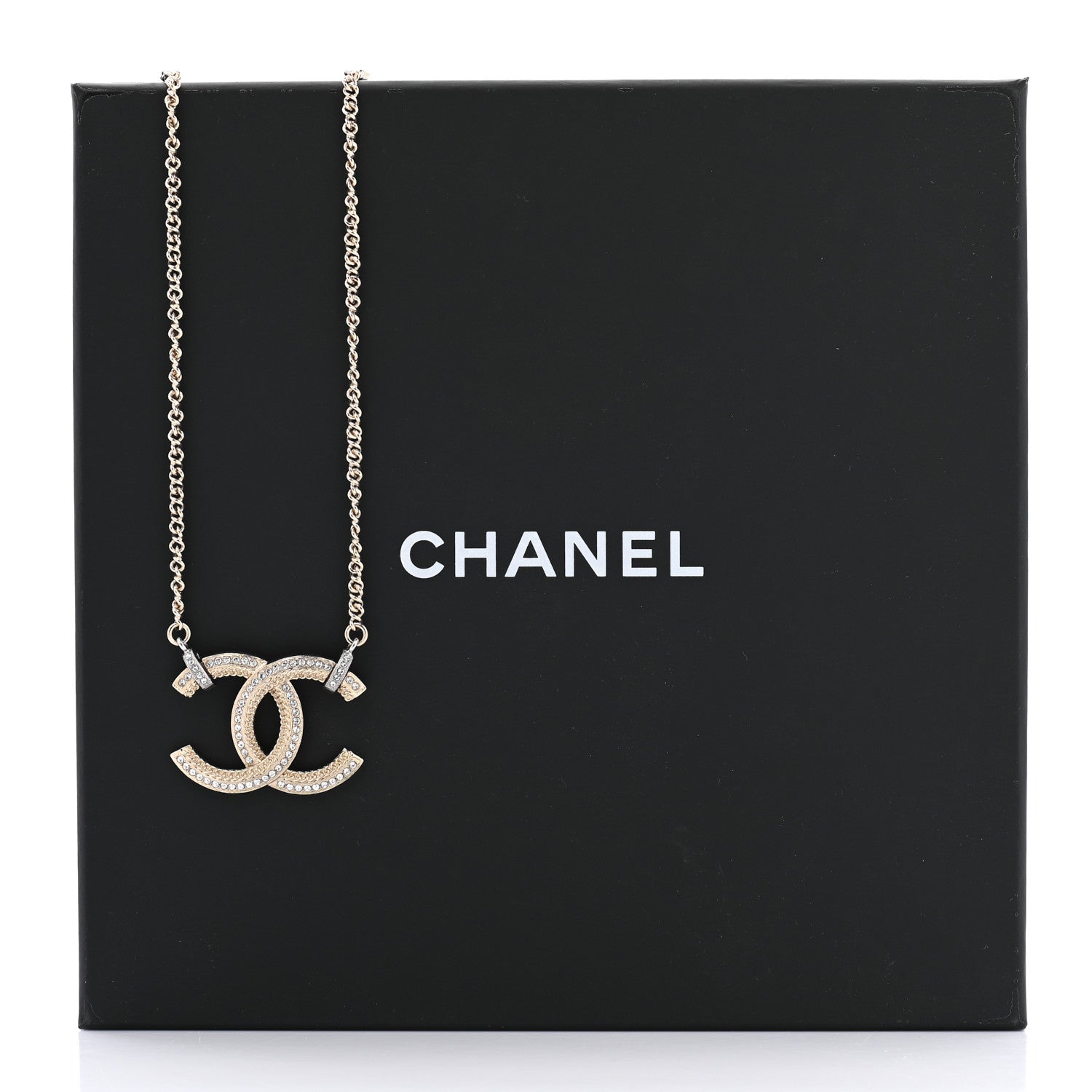 Chanel Crystal CC Pendant Necklace Gold 7 of 7