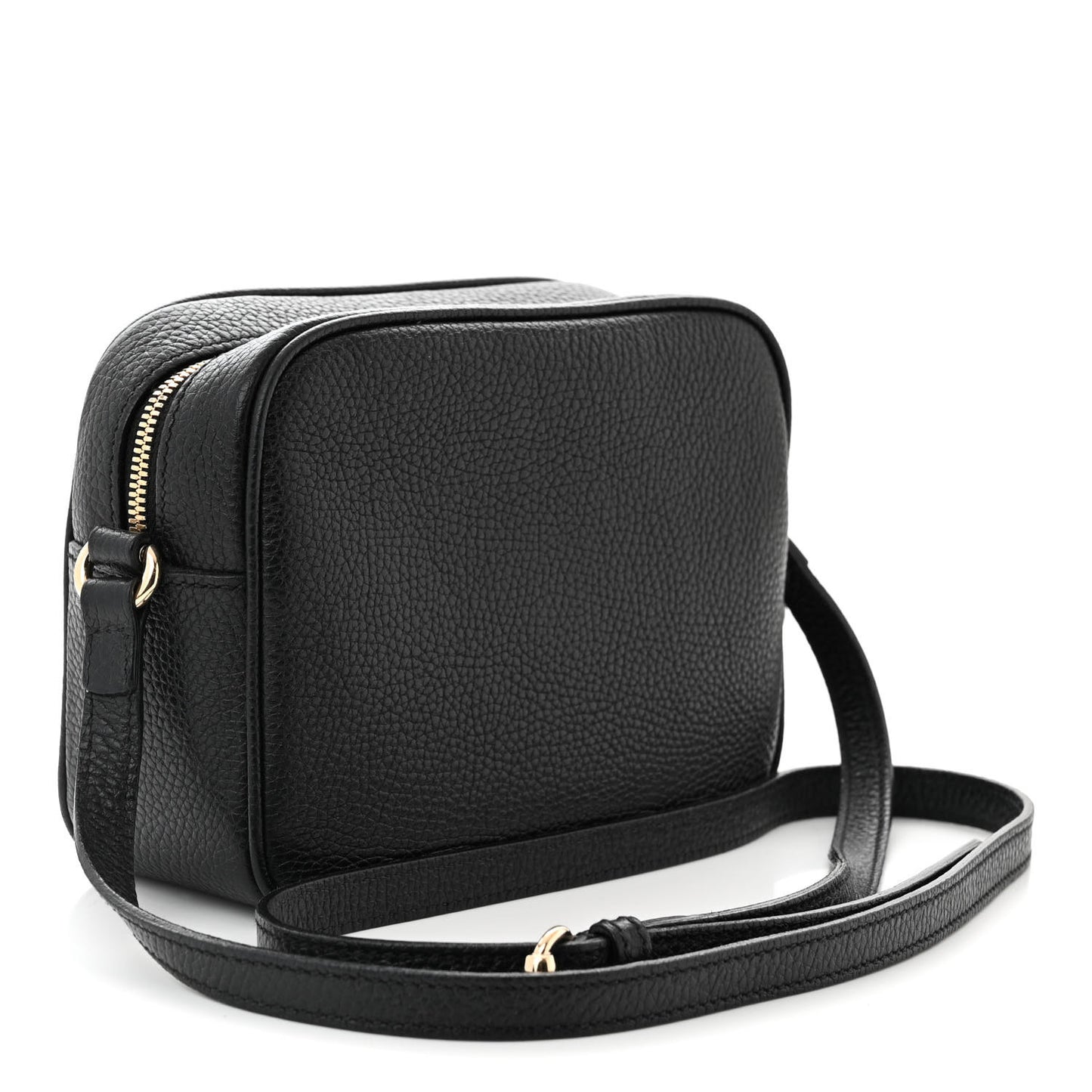 Pebbled Calfskin Small Soho Disco Bag Black