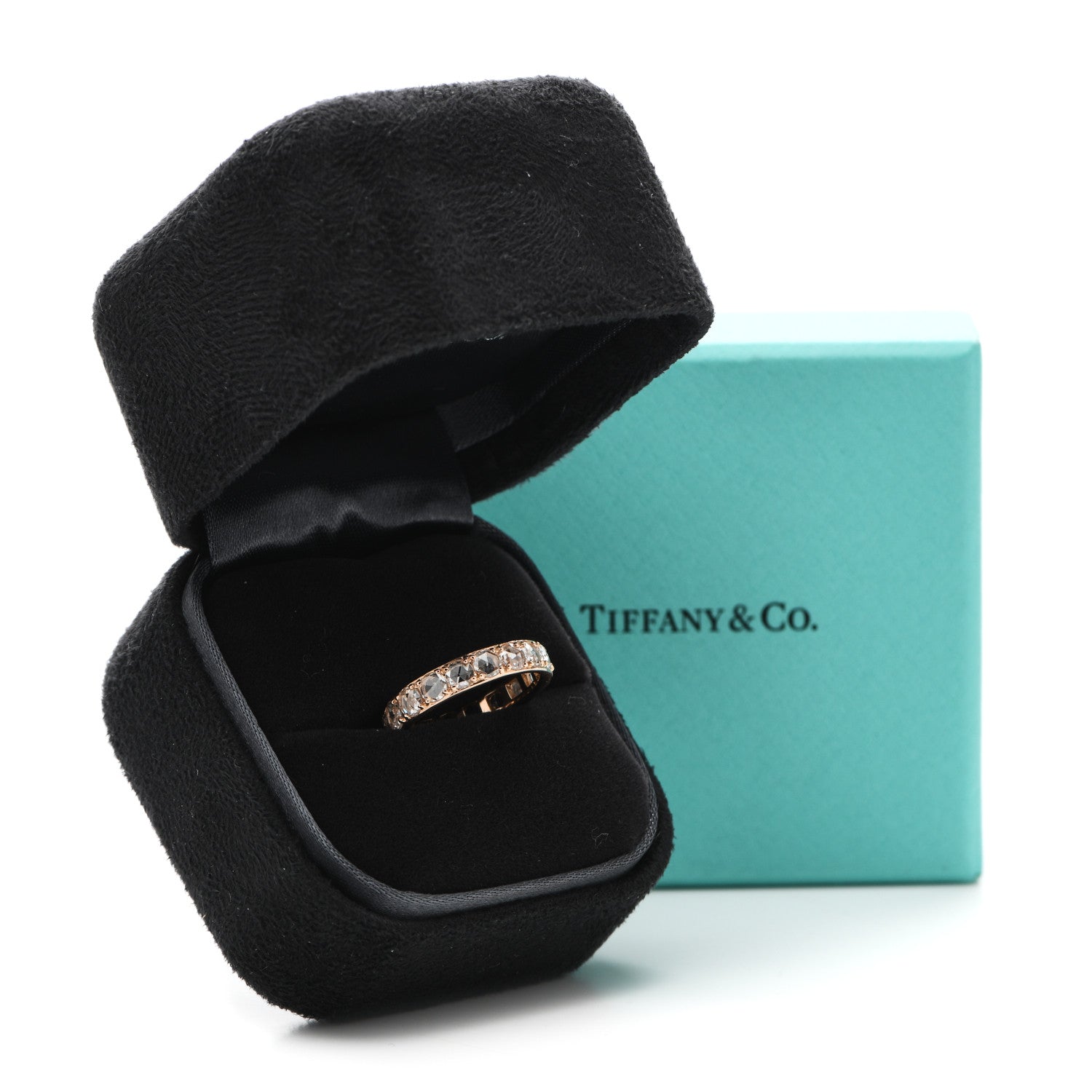 Tiffany 18K Rose Gold Diamond Metro Rose Cut Eternity Band Ring 47 4.25 5 of 5