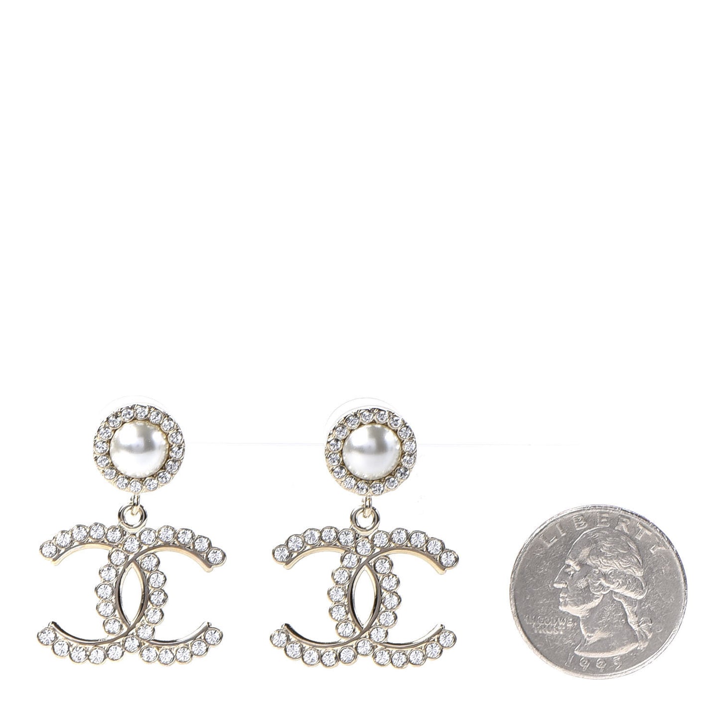 Crystal Pearl Bow-tiful CC Drop Earrings Gold