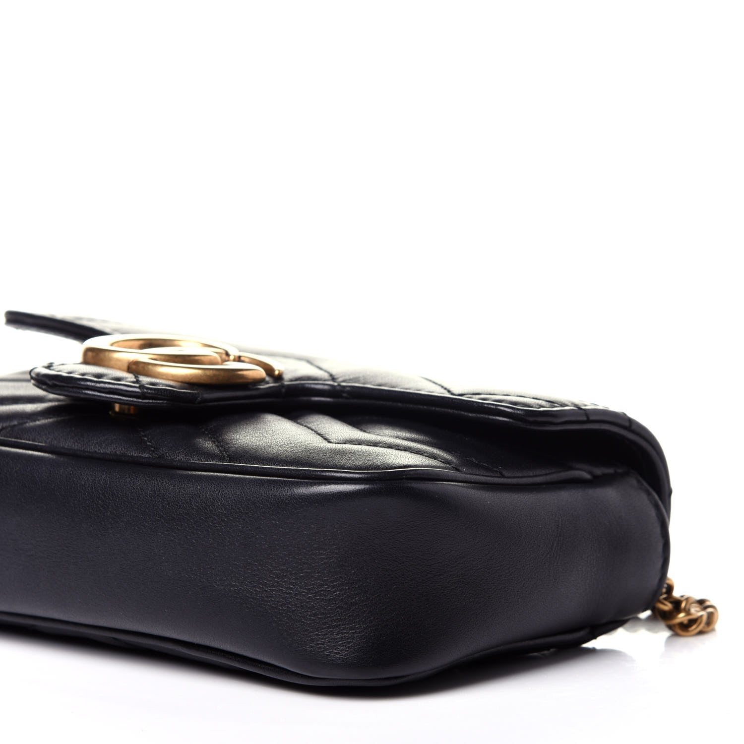 Gucci Calfskin Matelasse Super Mini GG Marmont Shoulder Bag Black 7 of 12