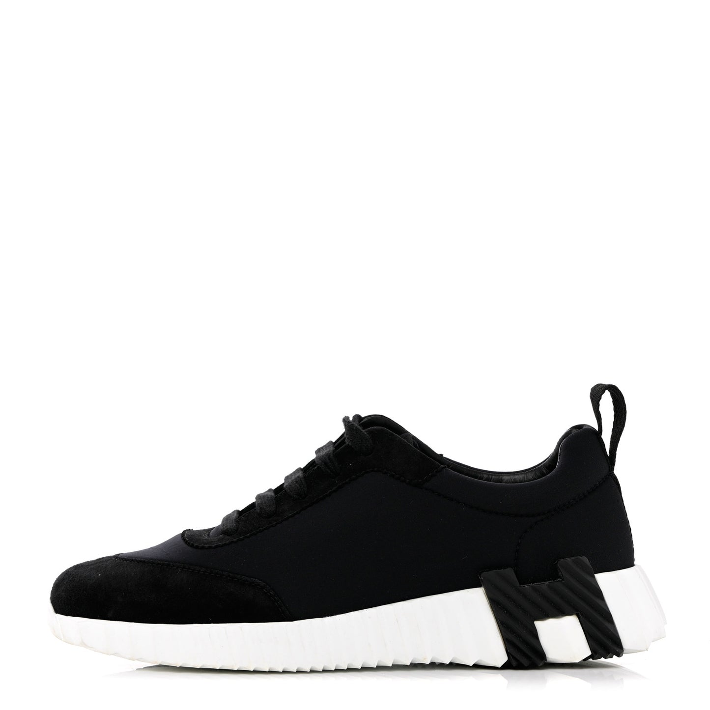 Technical Jersey Suede Goatskin Bouncing Sneakers 36 Black White