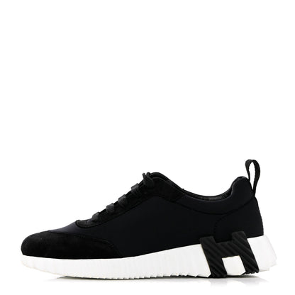 Hermes Technical Jersey Suede Goatskin Bouncing Sneakers 36 Black White 1 of 14