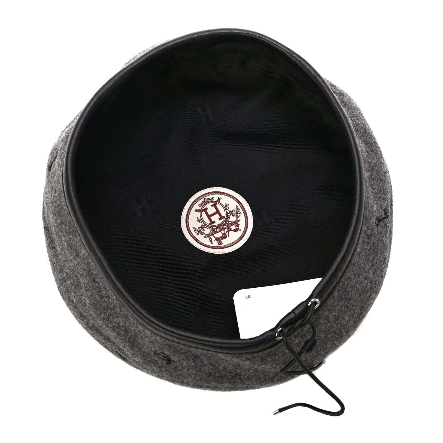 Hermes Cashmere Lambskin Saint-Honore Charms Beret 58 Charbon 6 of 6