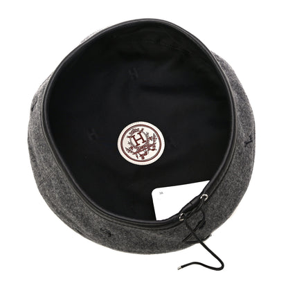 Hermes Cashmere Lambskin Saint-Honore Charms Beret 58 Charbon 6 of 6