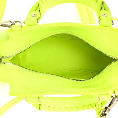 Balenciaga Semi Shiny Calfskin Crocodile Embossed Neo Classic Silver Hardware Mini City Fluo Yellow 5 of 18