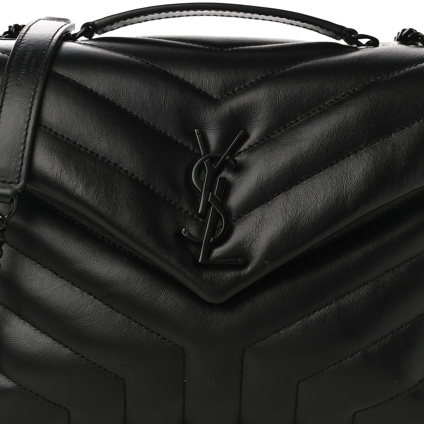 Calfskin Y Quilted Monogram Small Loulou Chain Satchel Black