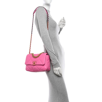 Chanel Lambskin Quilted Medium Chanel 19 Flap Neon Pink 2 of 10