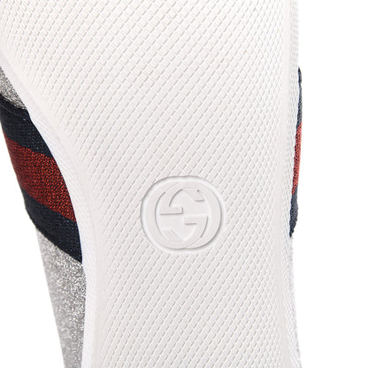 Gucci Glitter Fabric Studded Web Womens Sneakers 39.5 Silver 6 of 8